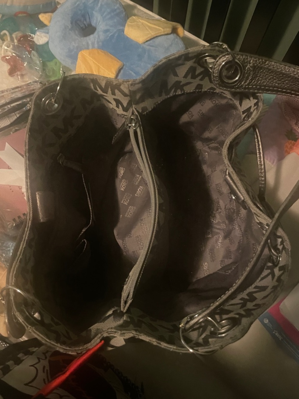 Michael Kors Black and Gray Monogram Shoulder Bag and Wallet - Picture 7 of 7